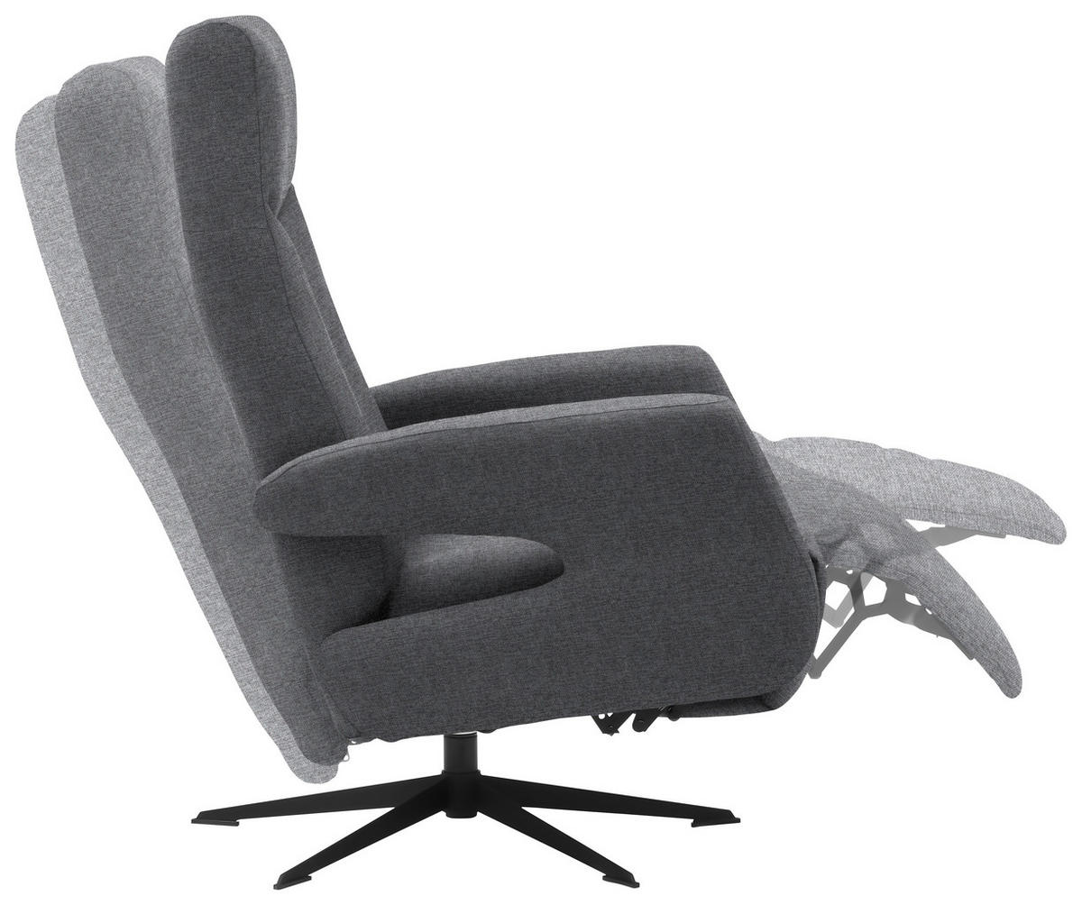 RELAXSESSEL in Textil Grau  - Schwarz/Grau, Design, Textil/Metall (74/105/82cm) - Welnova