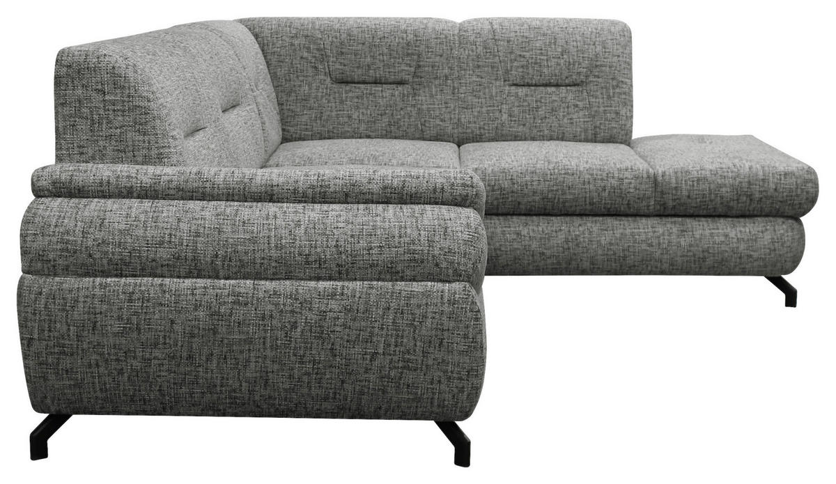 ECKSOFA Grau Struktur, Plüsch  - Schwarz/Grau, Design, Textil/Metall (274/201cm) - MID.YOU