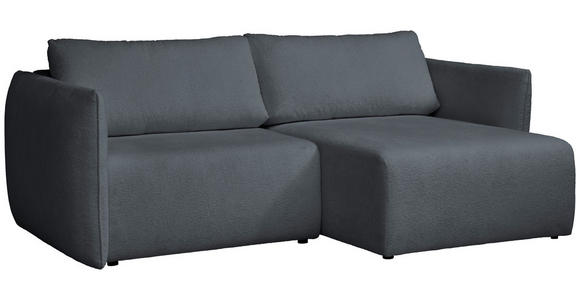 ECKSOFA Dunkelgrau Jersey Rückenkissen, Bettkasten, Schlaffunktion, Rücken echt, Liegefläche im Originalstoff  - Dunkelgrau/Schwarz, KONVENTIONELL, Kunststoff/Textil (238/148cm) - Carryhome