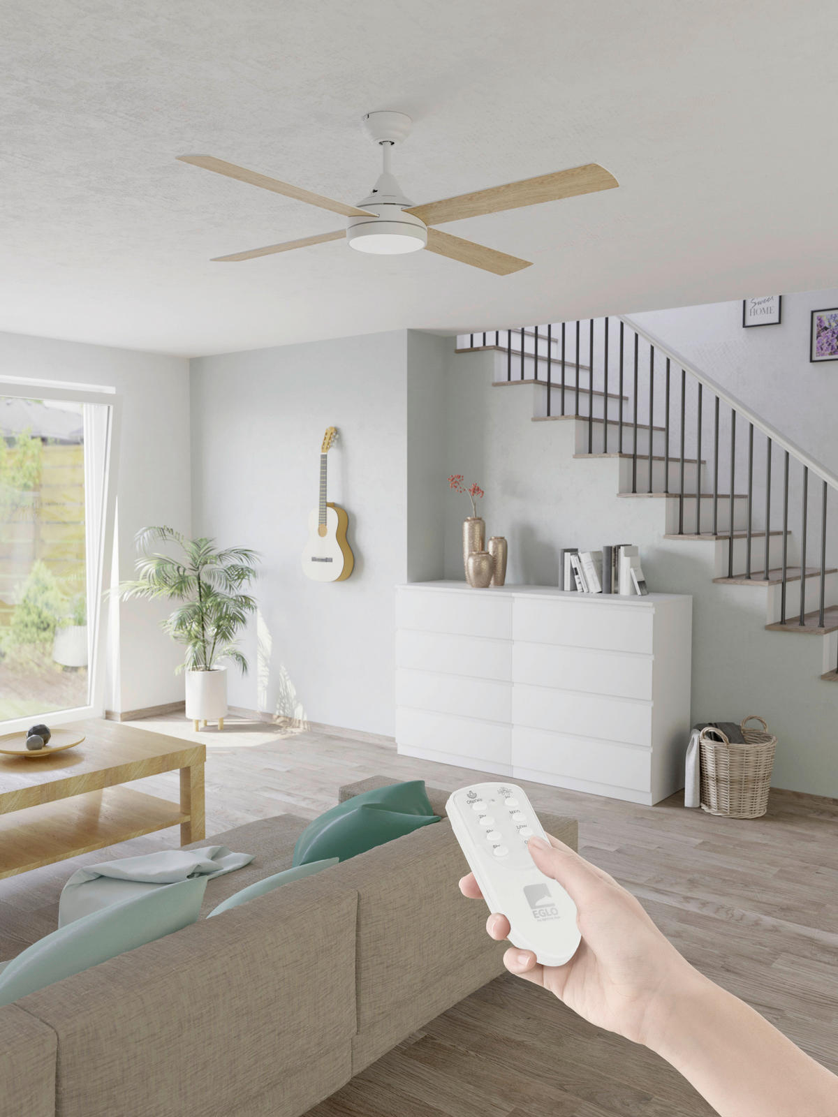 DECKENVENTILATOR - Braun/Weiß, KONVENTIONELL, Kunststoff/Metall (122/32cm)