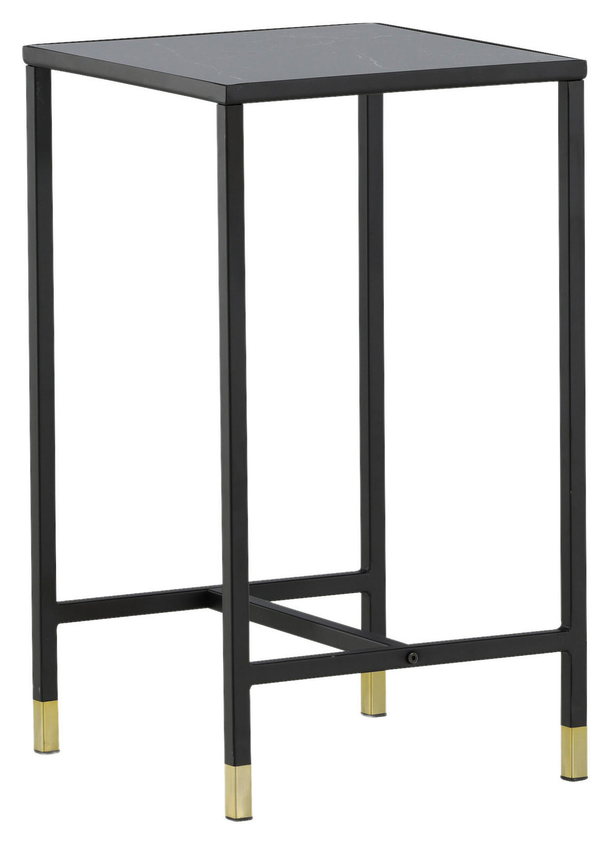 BEISTELLTISCH 40/40/70 cm Schwarz, Messingfarben quadratisch  - Messingfarben/Schwarz, Design, Glas/Metall (40/40/70cm) - Livetastic