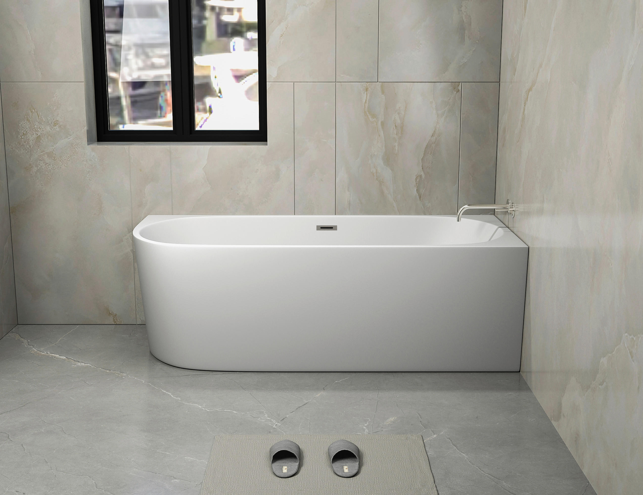 BADEWANNE Wandmontage  170/75/60 cm  - Weiß, KONVENTIONELL, Kunststoff (170/75/60cm) - Sanotechnik