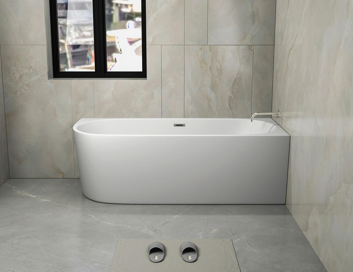 BADEWANNE Wandmontage  170/75/60 cm  - Weiß, KONVENTIONELL, Kunststoff (170/75/60cm) - Sanotechnik