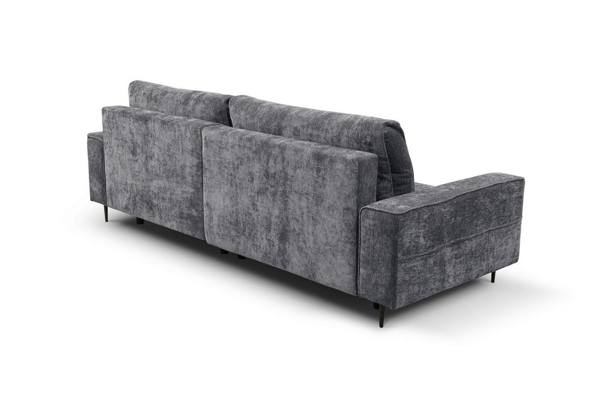ECKSOFA PABLO Grau Struktur Rückenkissen, Bettkasten  - Schwarz/Grau, Design, Holz/Textil (260/160cm) - MID.YOU