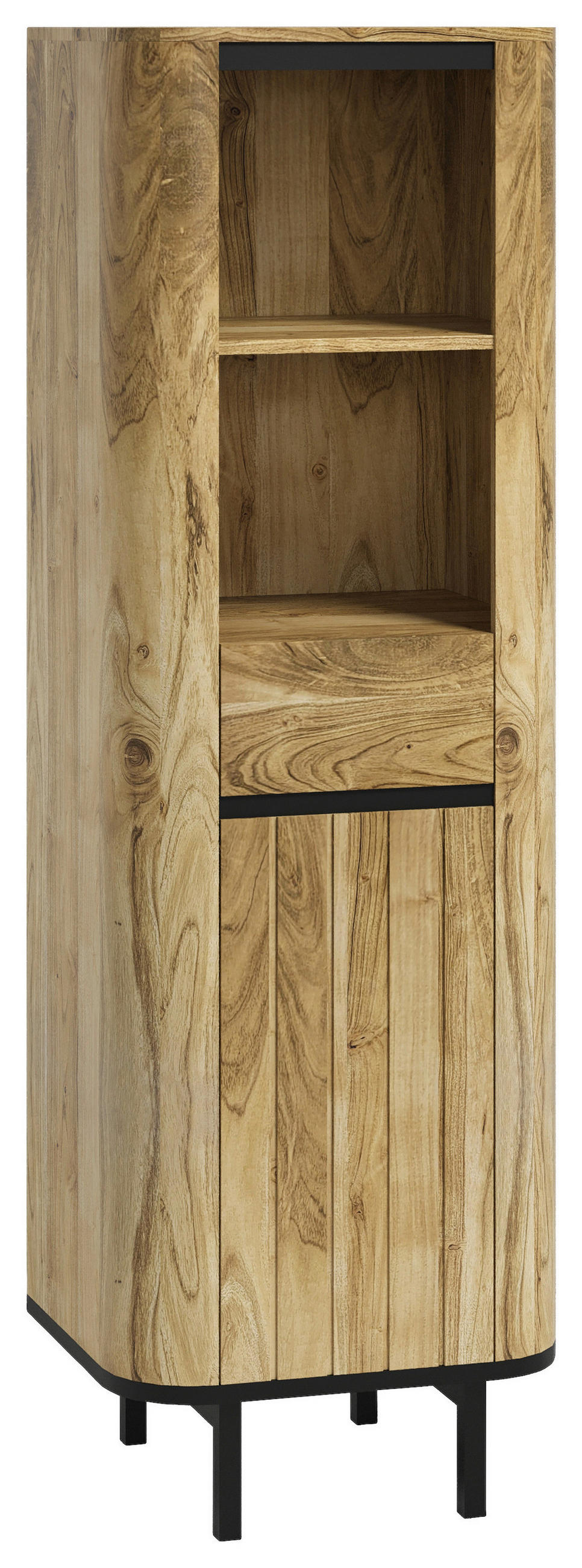 MIDISCHRANK 51/160/42 cm  - Schwarz/Naturfarben, Natur, Holz/Metall (51/160/42cm) - Livetastic