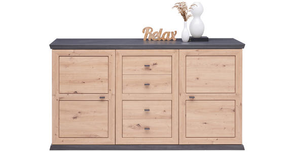 SIDEBOARD 160/89,5/43 cm  - Dunkelgrau/Eichefarben, LIFESTYLE, Holzwerkstoff/Metall (160/89,5/43cm) - Xora