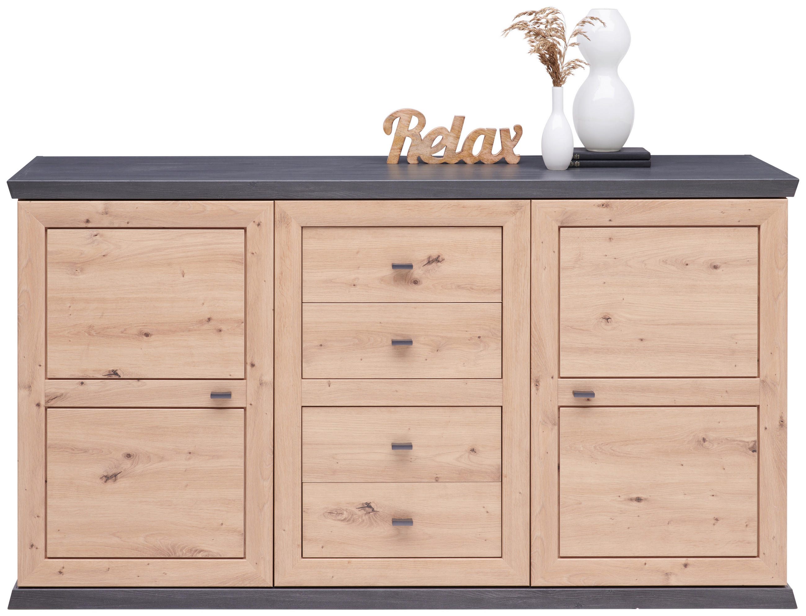 SIDEBOARD Eichefarben, Dunkelgrau Einlegeböden  - Eichefarben/Dunkelgrau, LIFESTYLE, Holzwerkstoff/Metall (160/89,5/43cm) - Xora