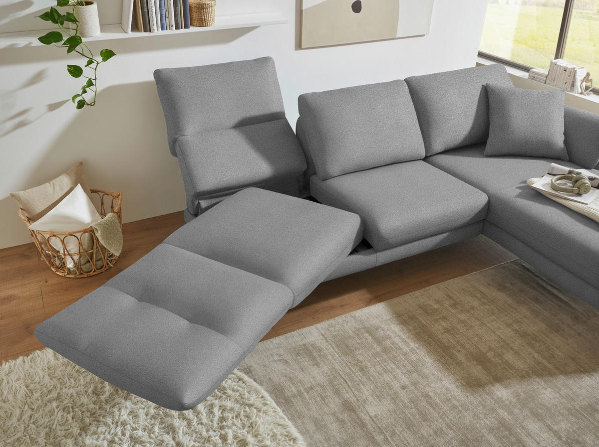 ECKSOFA  in Flachgewebe Hellgrau  255-365/175-224 cm  - Hellgrau/Schwarz, Design, Textil/Metall (255-365/175-224cm) - Dieter Knoll