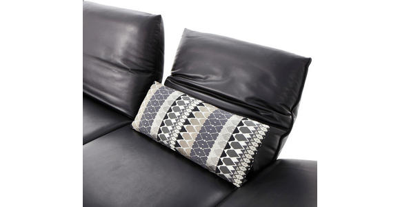 2,5-SITZER Echtleder Schwarz - Schwarz/Nickelfarben, Design, Leder (236/73-93/92-123cm) - Dieter Knoll