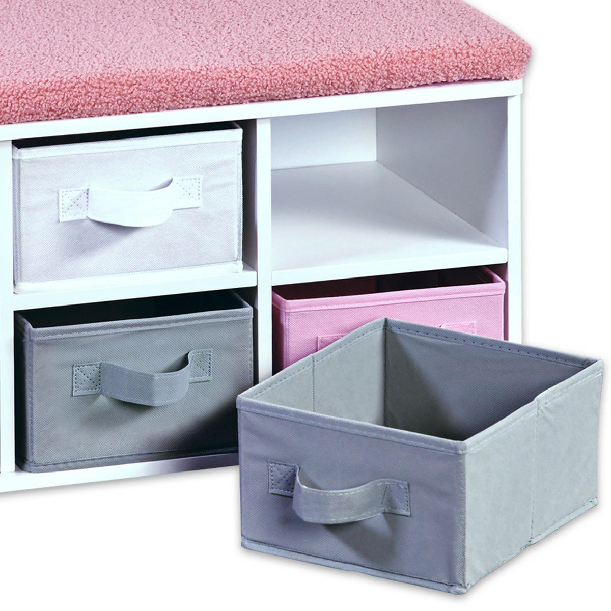 KINDERSITZBANK - Pink/Hellgrau, Basics, Holzwerkstoff/Textil (68/31/29,5cm) - Kesper
