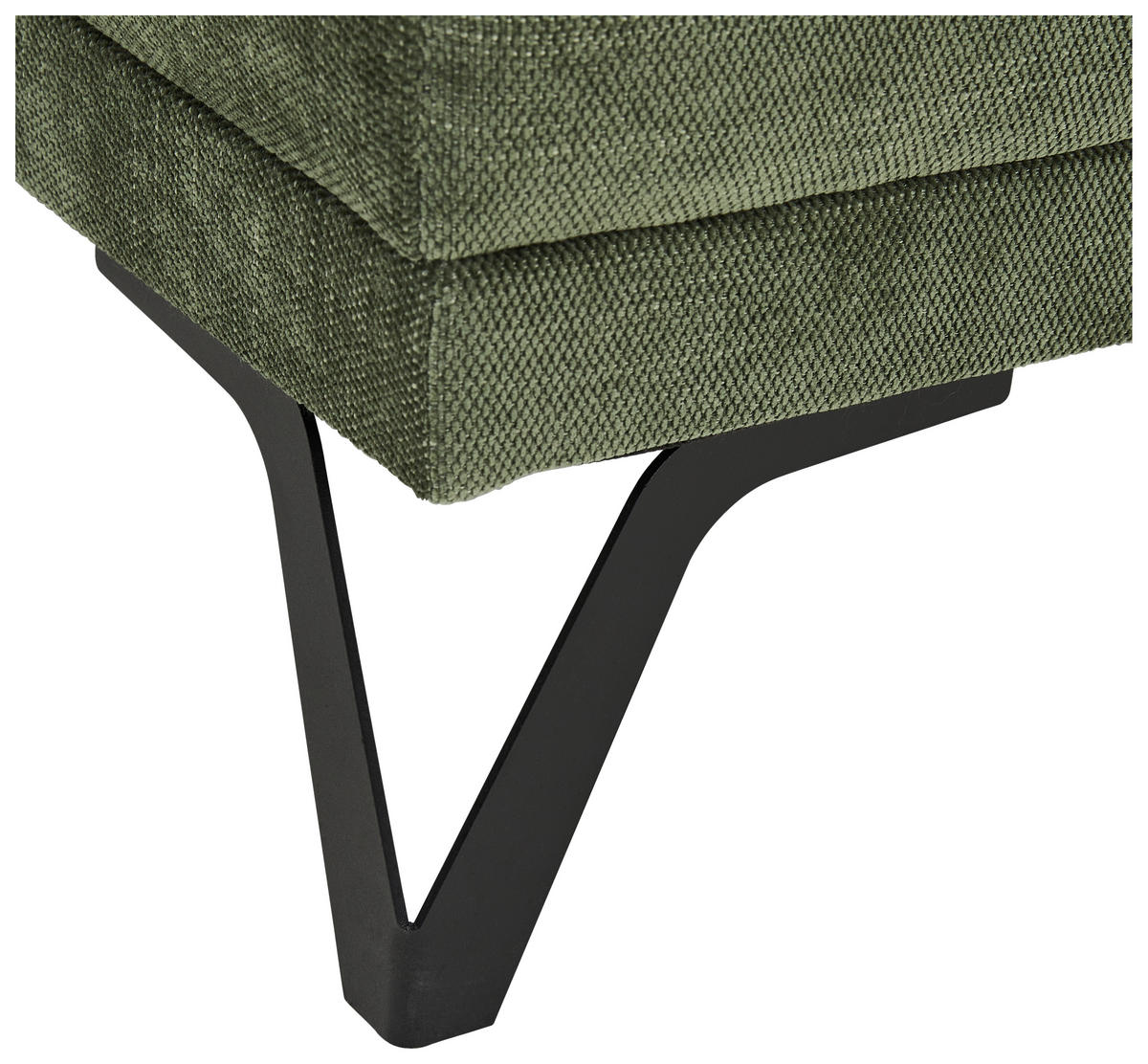 ECKSOFA Olivgrün Chenille  - Schwarz/Olivgrün, KONVENTIONELL, Textil/Metall (264/178cm) - Hom`in