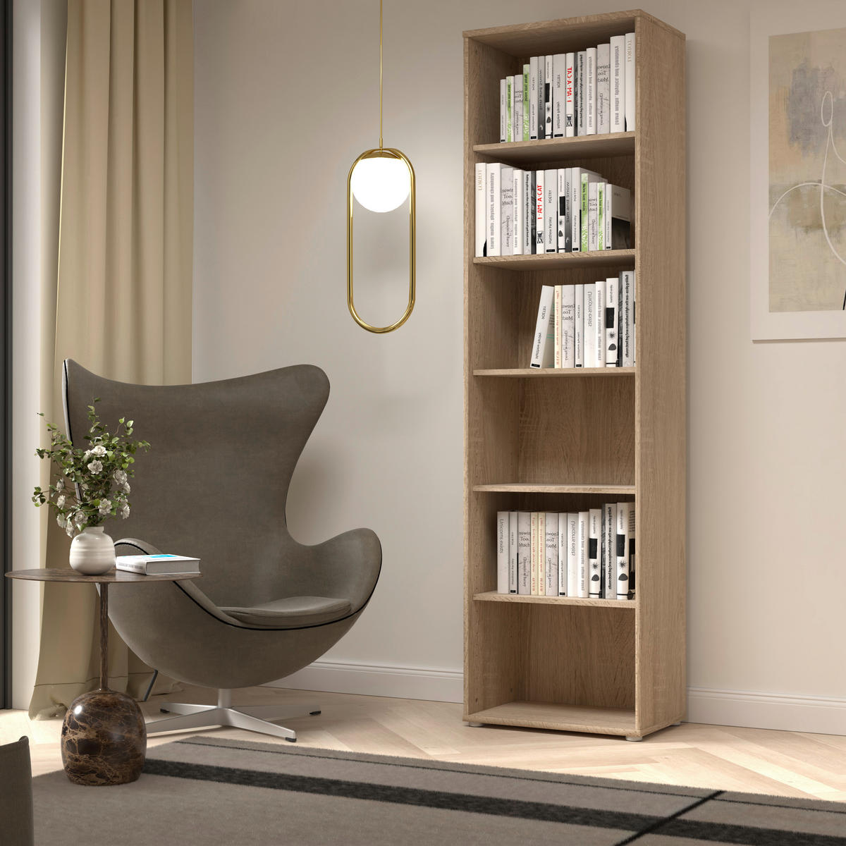 REGAL Sonoma Eiche  - Alufarben/Sonoma Eiche, Design, Holzwerkstoff/Kunststoff (54/197,5/34,8cm)