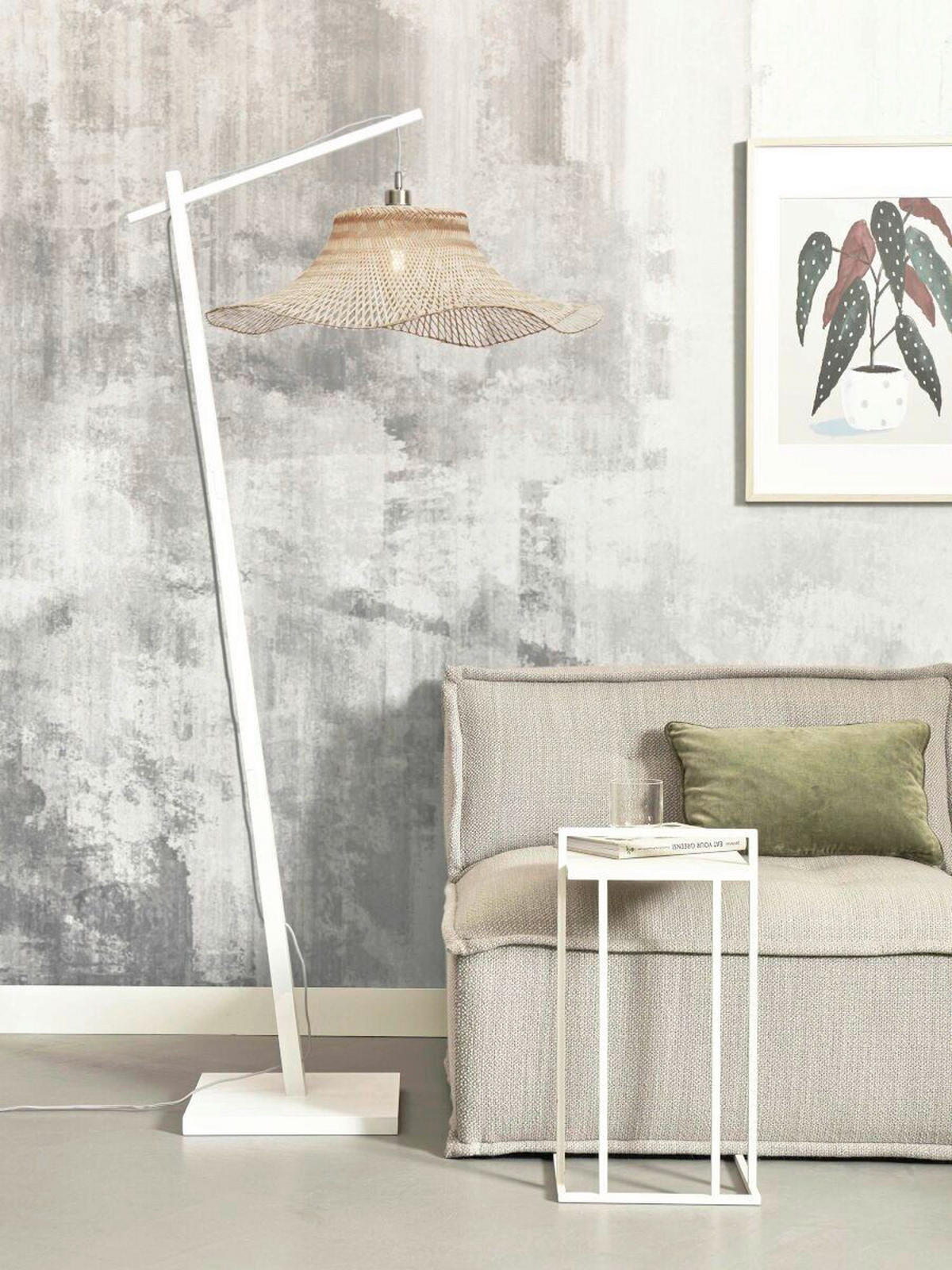 STOJACÍ LAMPA, 65/83/176 cm - bílá/přírodní barvy, Trend (65/83/176cm) - Good & Mojo