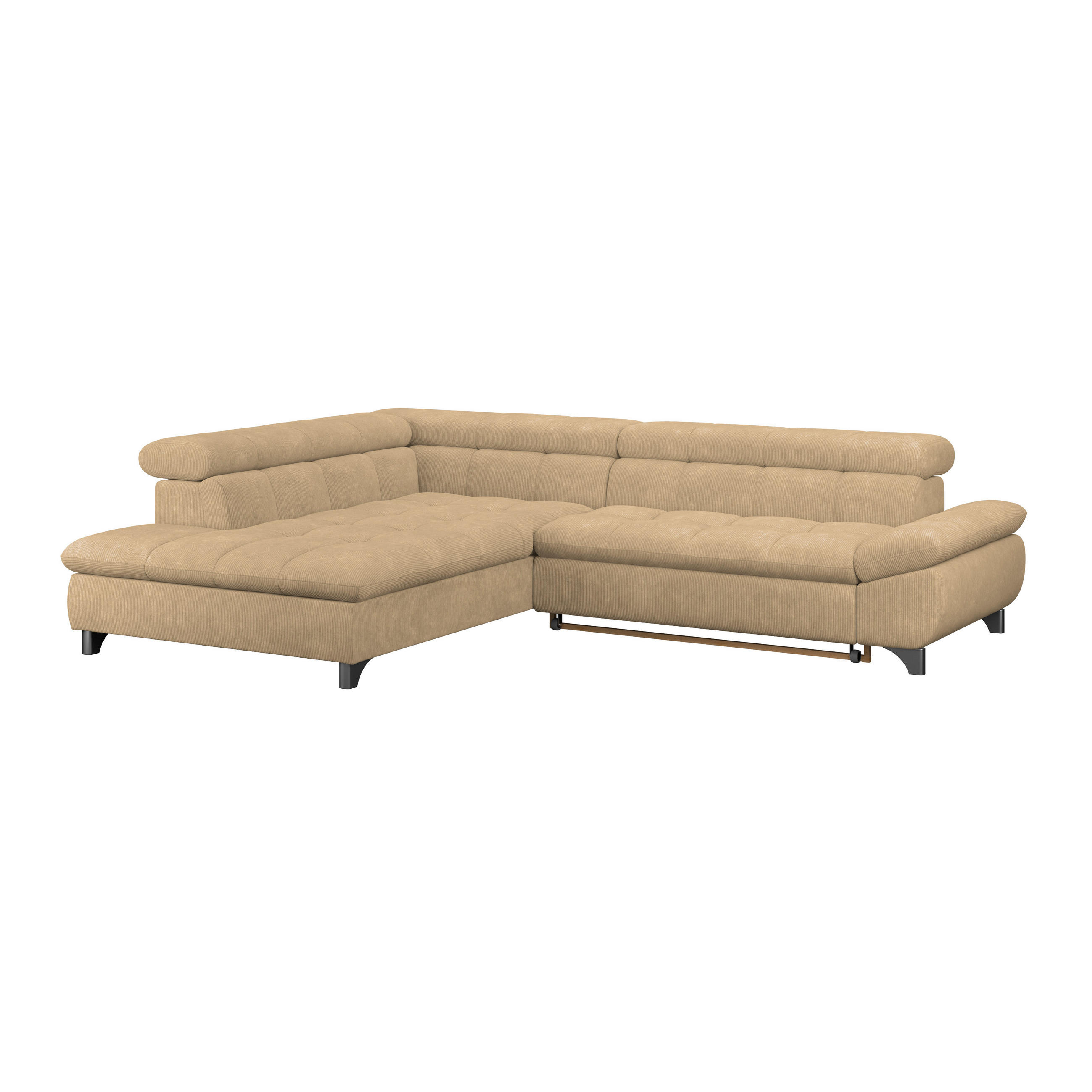 ECKSOFA Sandfarben Chenille  - Sandfarben/Chromfarben, KONVENTIONELL, Textil/Metall (234/312cm) - Livetastic