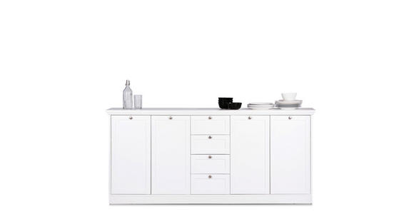 SIDEBOARD  200/90/40 cm 4 Schublade(n)  - Silberfarben/Weiß, LIFESTYLE, Holzwerkstoff/Metall (200/90/40cm) - Carryhome