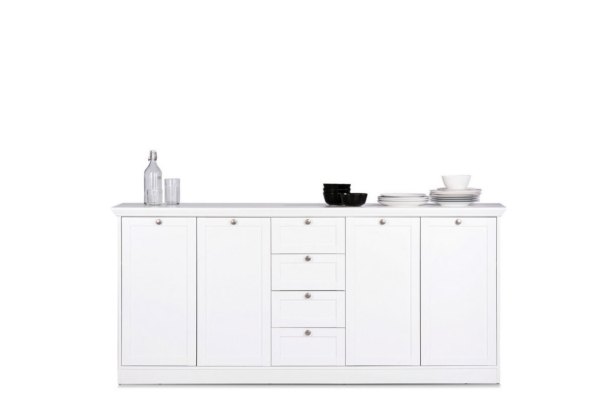 SIDEBOARD  in 200/90/40 cm  - Silberfarben/Weiß, LIFESTYLE, Holzwerkstoff/Metall (200/90/40cm) - Carryhome