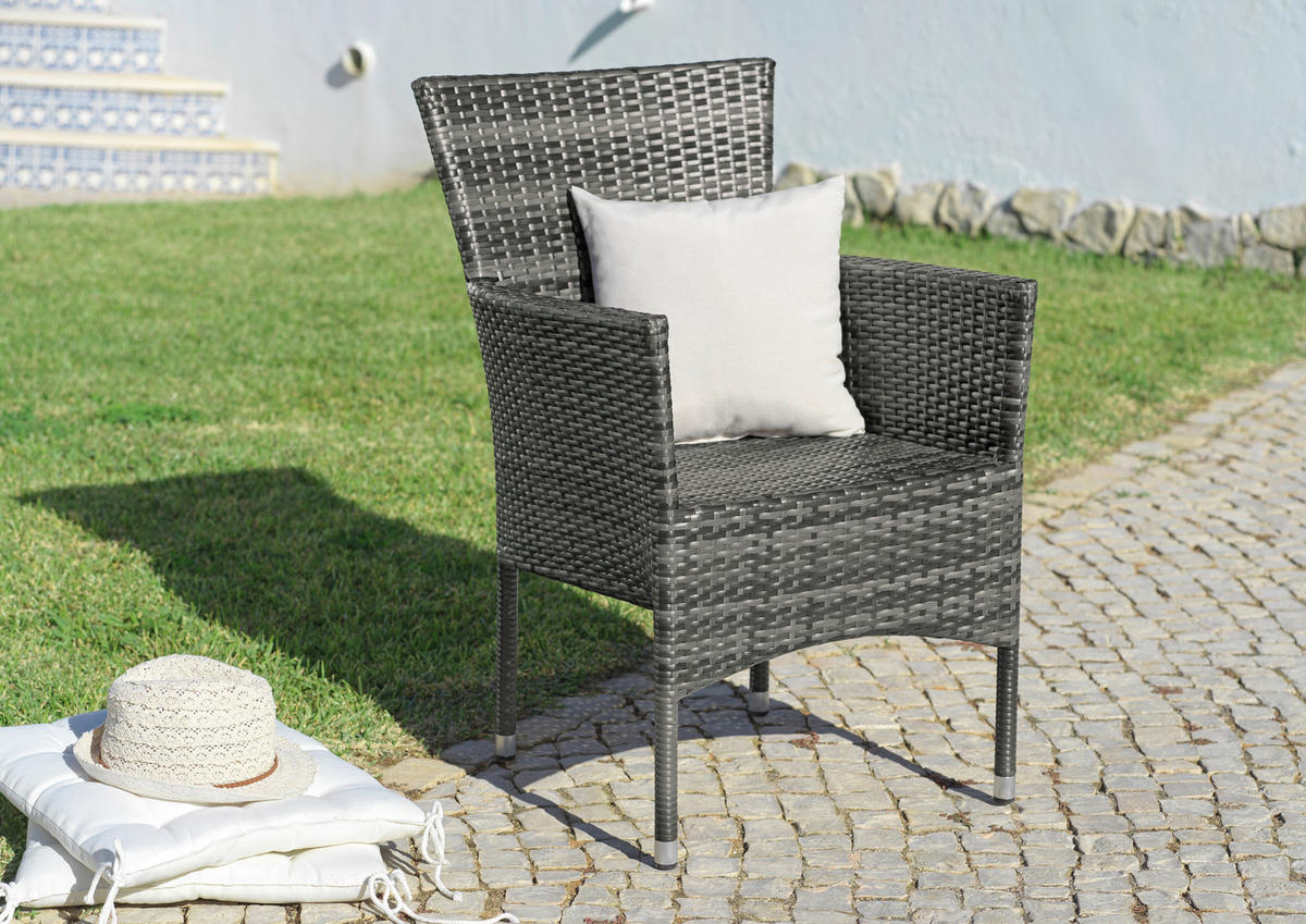 SCAUN DE GRĂDINĂ in metal, plastic gri  - maro/gri, Modern, plastic/metal (62/87/58cm) - Ambia Garden
