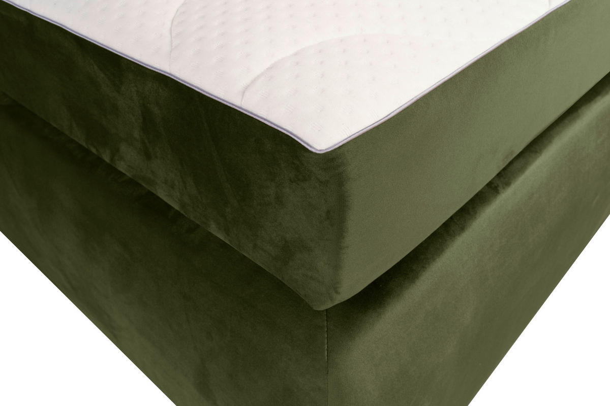 Boxspring 160X200 CM 160/200 cm  verde închis  - maro/verde închis, Modern, lemn/metal (160/200cm) - Voleo