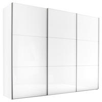 SCHWEBETÜRENSCHRANK 249/222/68 cm,  in Weiß, Alufarben, Weiß Hochglanz, 3 Tür(en)  - Weiß Hochglanz/Alufarben, MODERN, Holzwerkstoff/Metall (249/222/68cm) - Moderano