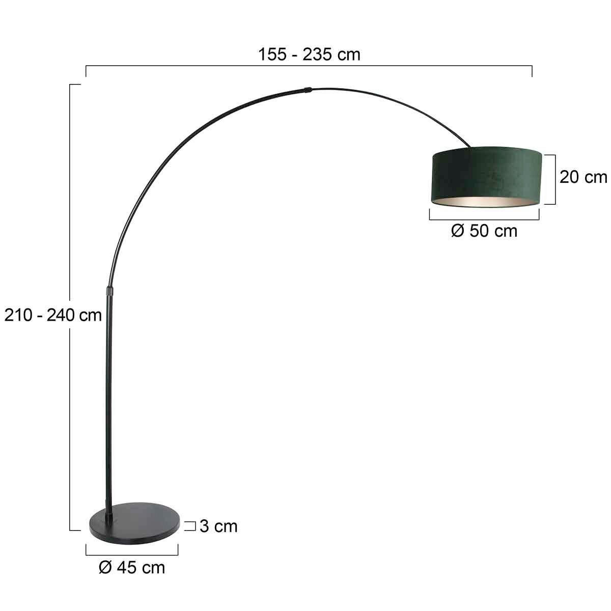 STEHLEUCHTE SPARKLED LIGHT 50/240/230 cm  - Schwarz/Grün, Trend, Leder/Metall (50/240/230cm)
