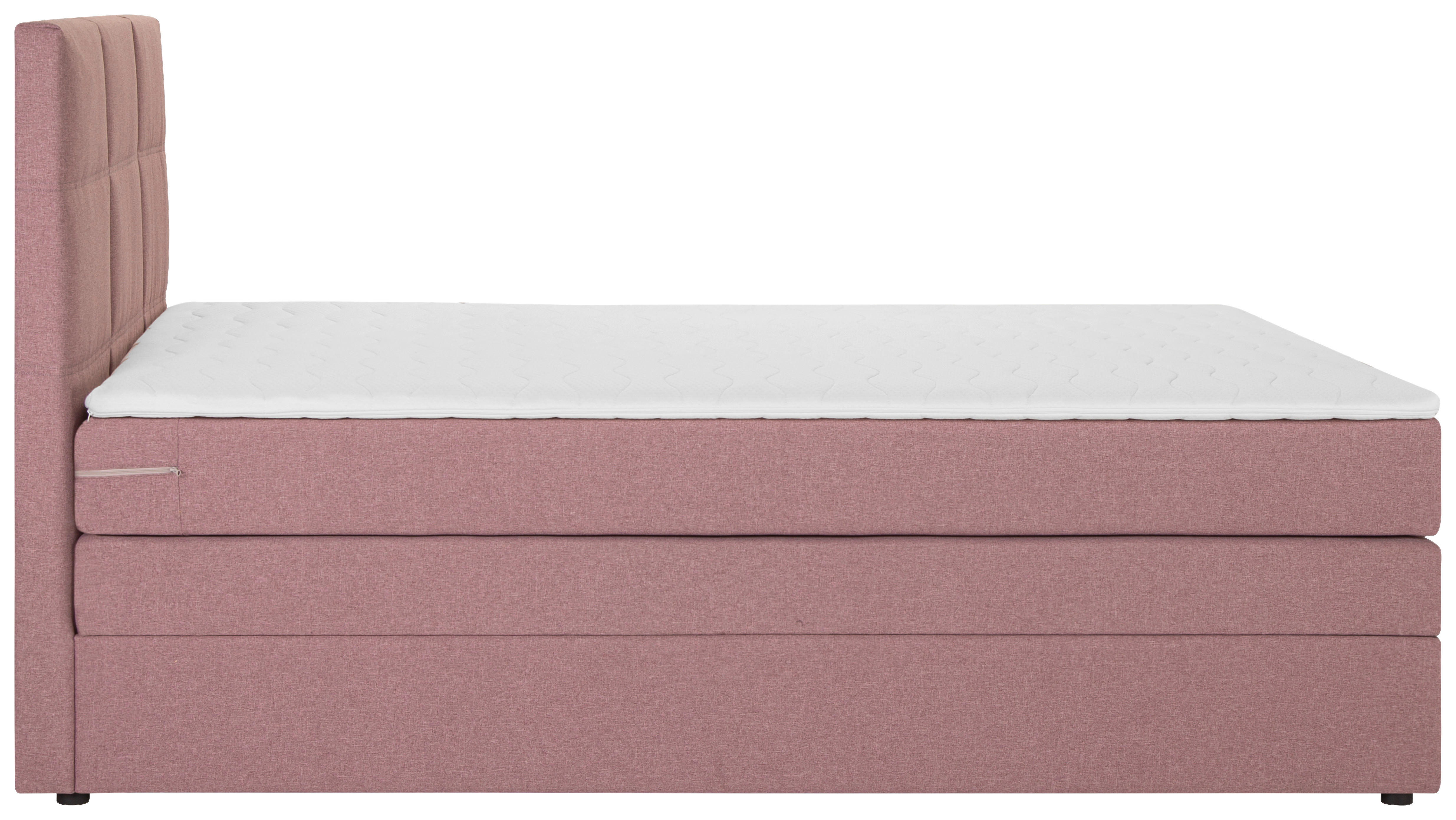 BOXSPRINGBETT 90/200 cm  in Altrosa  - Schwarz/Altrosa, Design, Kunststoff/Textil (90/200cm) - Welnova