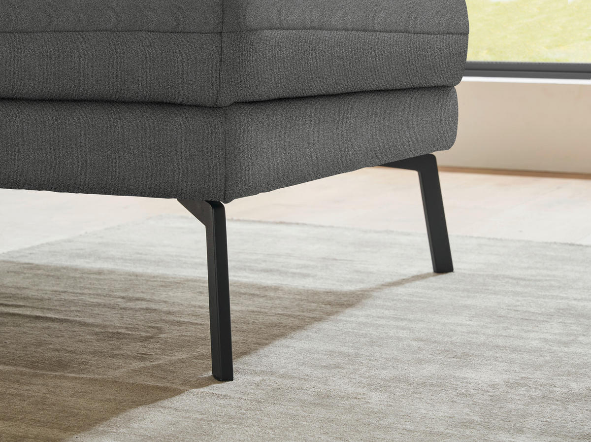 ECKSOFA  in Flachgewebe Dunkelgrau  255-365/175-224 cm  - Dunkelgrau/Schwarz, Design, Textil/Metall (255-365/175-224cm) - Dieter Knoll
