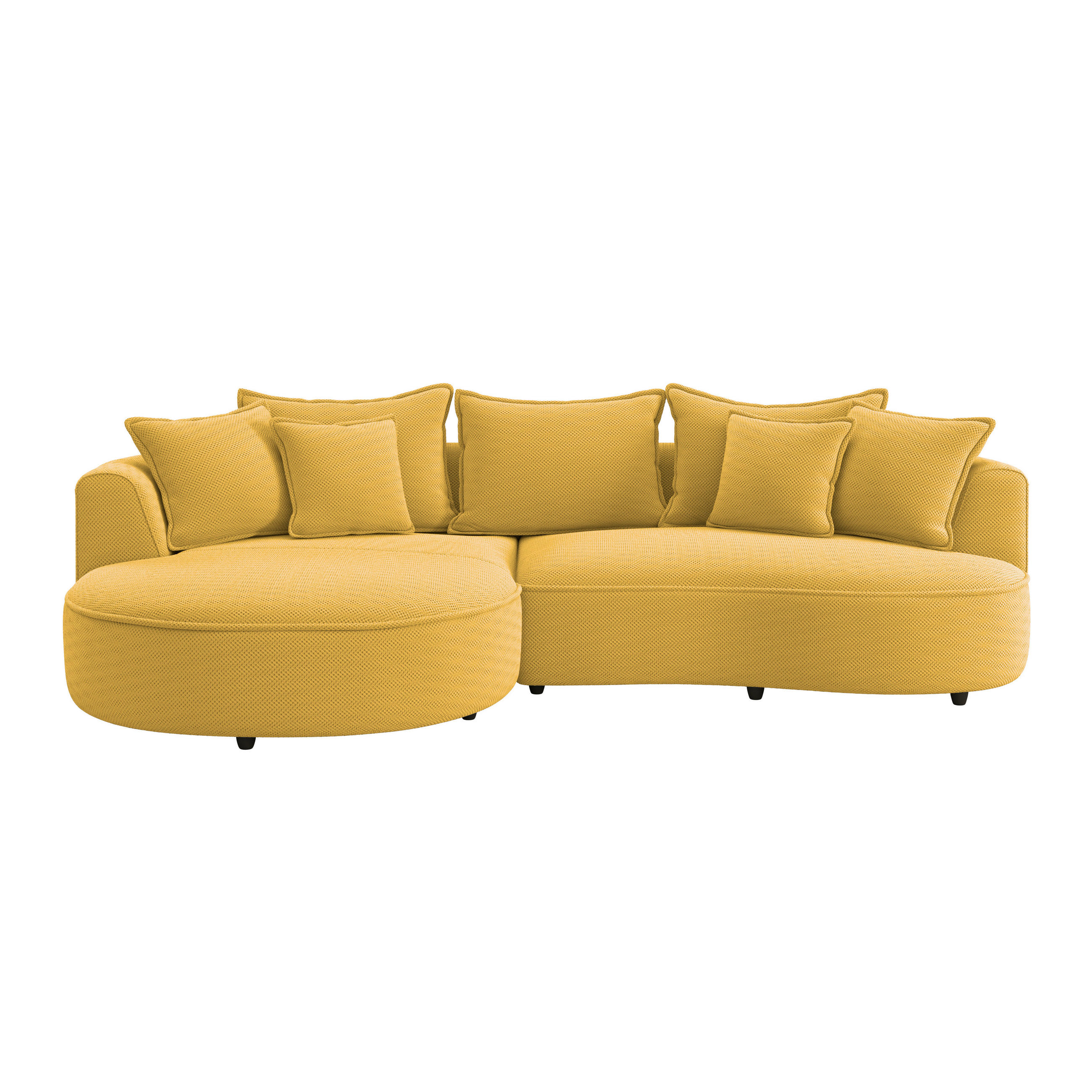 ECKSOFA in Velours, Struktur Senfgelb  - Senfgelb/Schwarz, Modern, Kunststoff/Textil (168/287cm) - Livetastic