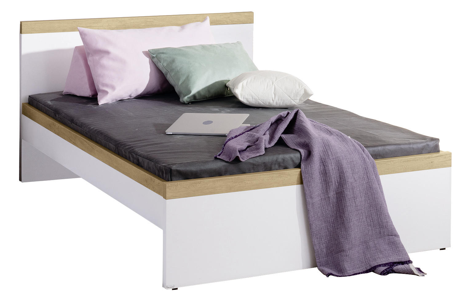 BETT Oscar 120/200 cm Weiß, Eichefarben - Eichefarben/Weiß, KONVENTIONELL (120/200cm) - Paidi