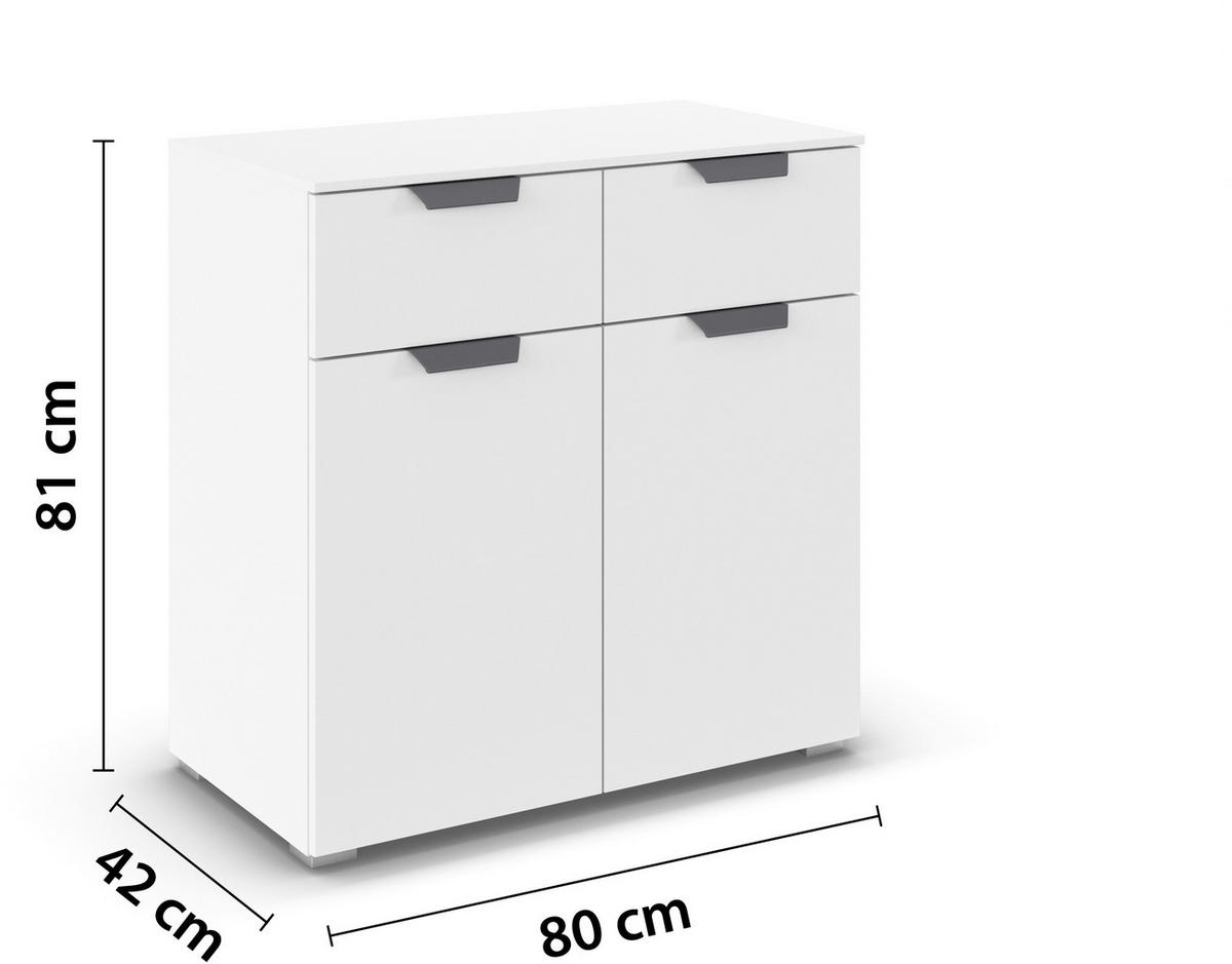KOMMODE  in 80/81/42 cm  - Dunkelgrau/Weiß, Design, Holzwerkstoff/Metall (80/81/42cm) - Carryhome