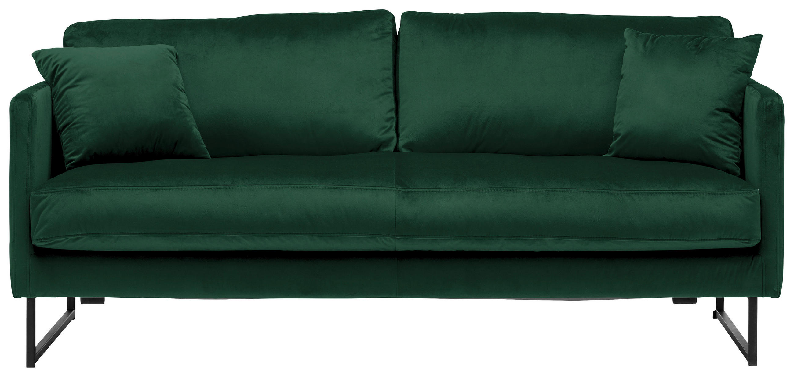 2,5-SITS SOFFA i sammet mörkgrön  - svart/mörkgrön, Design, metall/textil (180/78/84cm) - Carryhome