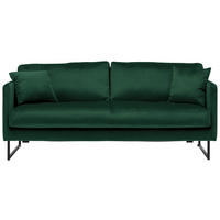2,5-SITS SOFFA i sammet mörkgrön  - svart/mörkgrön, Design, metall/textil (180/78/84cm) - Carryhome