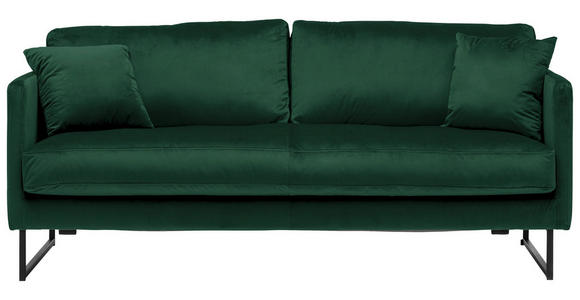 2,5-SITZER  in Samt Dunkelgrün  - Dunkelgrün/Schwarz, Design, Textil/Metall (180/78/84cm) - Carryhome