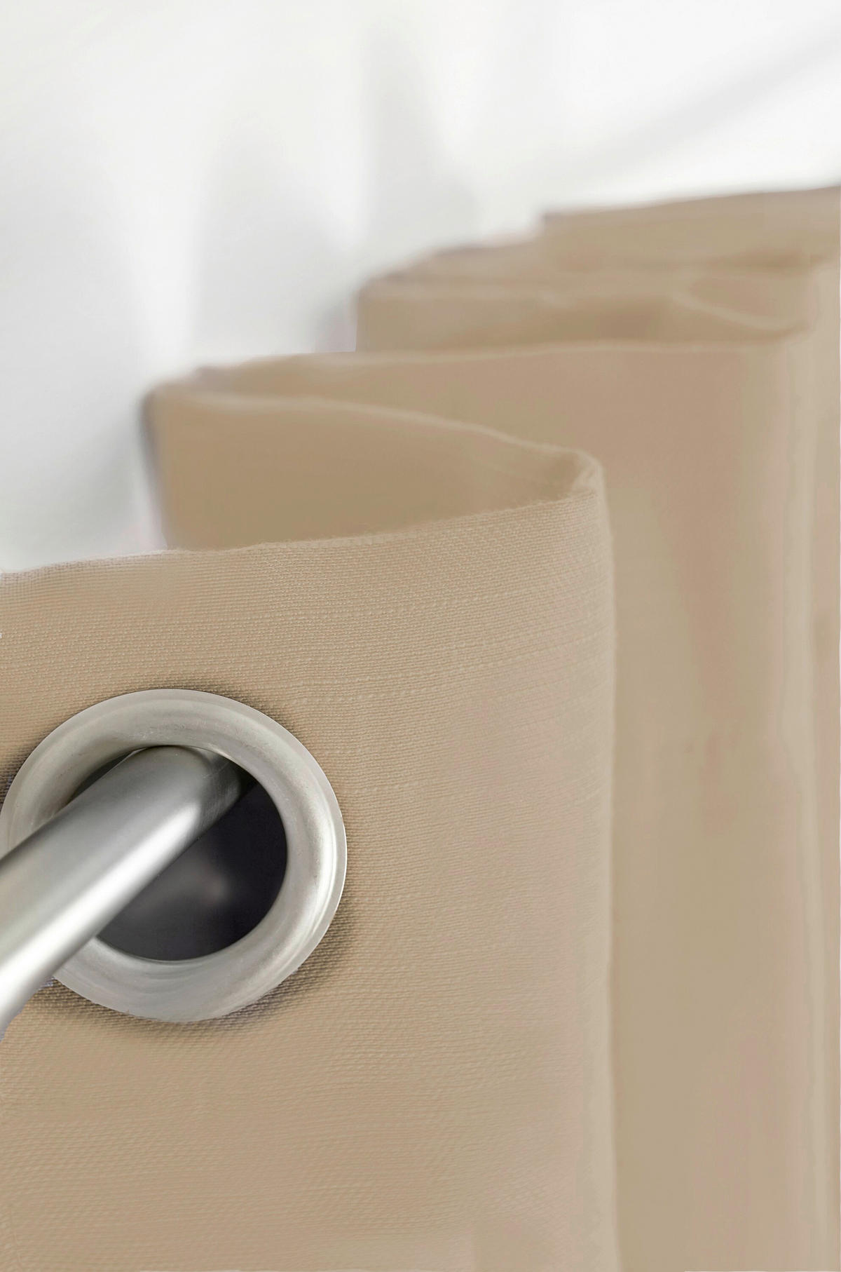 ÖSENVORHANG halbtransparent  - Beigebraun, Basics, Textil (135/245cm)