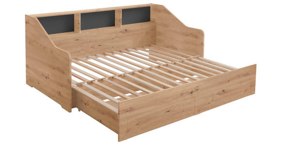 AUSZIEHBETT 90-180/200 cm  in Dunkelgrau, Eiche Artisan  - Dunkelgrau/Buchefarben, KONVENTIONELL, Holzwerkstoff (90-180/200cm) - Carryhome