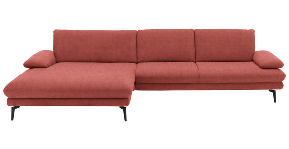 ECKSOFA  in Velours Koralle  180/310 cm  - Koralle/Schwarz, Design, Textil/Metall (180/310cm) - Dieter Knoll