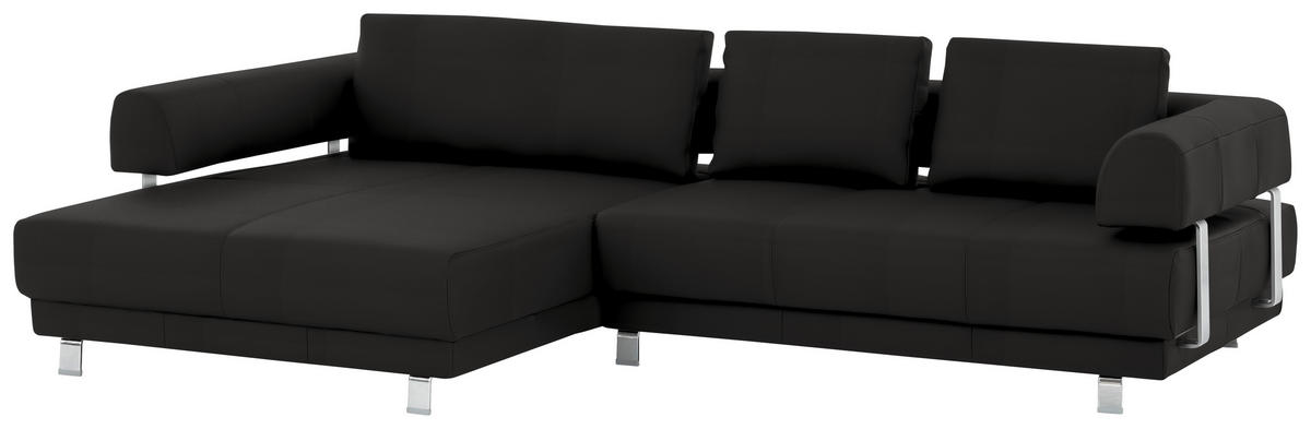 ECKSOFA in Echtleder Dunkelbraun  - Dunkelbraun, Design, Leder/Metall (188/307cm)