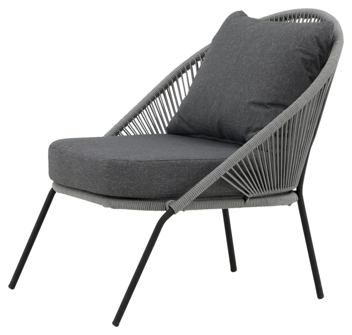 LOUNGESESSEL  - Schwarz/Grau, KONVENTIONELL, Kunststoff/Metall (73/78/85cm) - Gardenson
