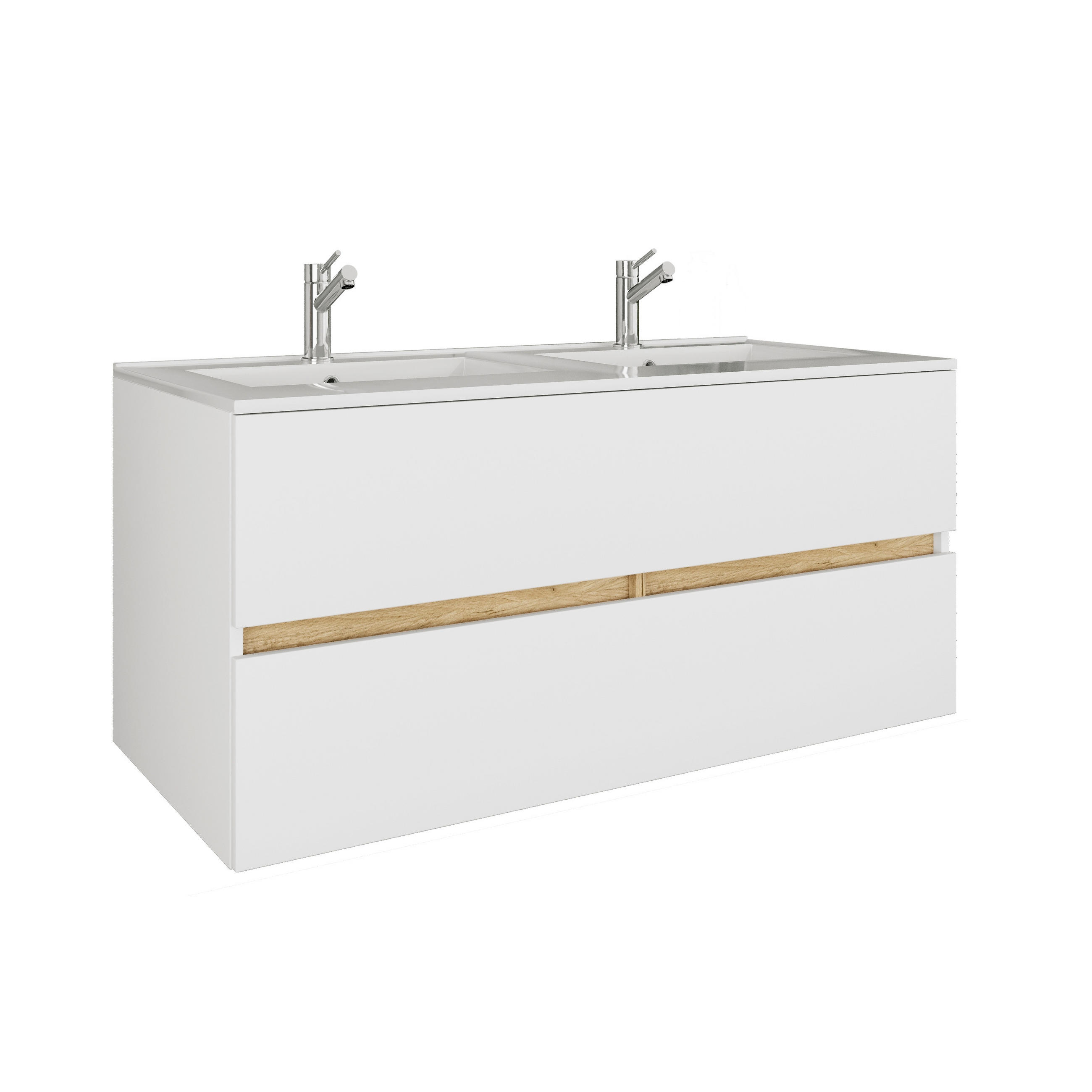BADEZIMMER 2-teilig  in  - Honigeiche/Weiß, Trend, Keramik/Holzwerkstoff (112/51/47cm) - MID.YOU