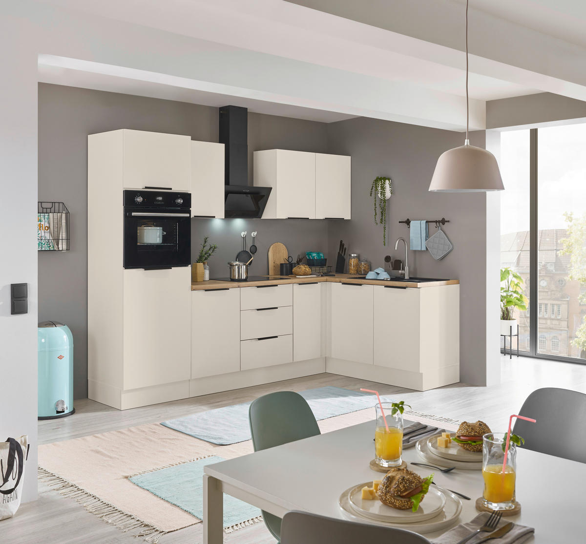 ECKKÜCHE 270/165 cm  in Kaschmir  - Kaschmir/Schwarz, Basics, Holzwerkstoff/Metall (270/165cm) - Carryhome