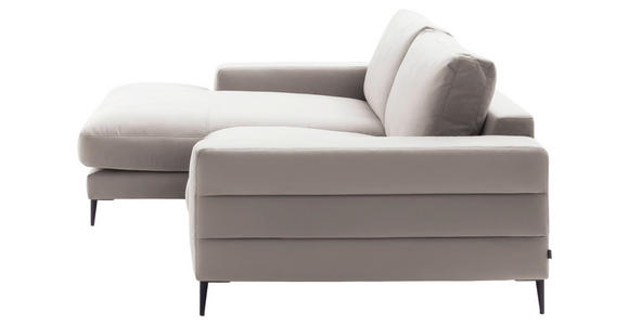 ECKSOFA in Velours Sandfarben 177/253 cm - Sandfarben/Schwarz, Design, Textil/Metall (177/253cm) - Dieter Knoll