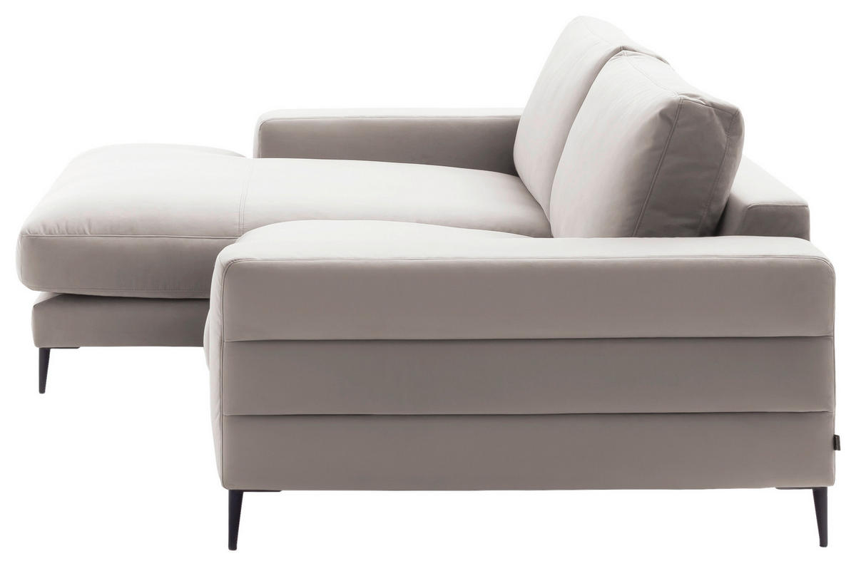 ECKSOFA in Velours Sandfarben  - Sandfarben/Schwarz, Design, Textil/Metall (177/253cm) - Dieter Knoll