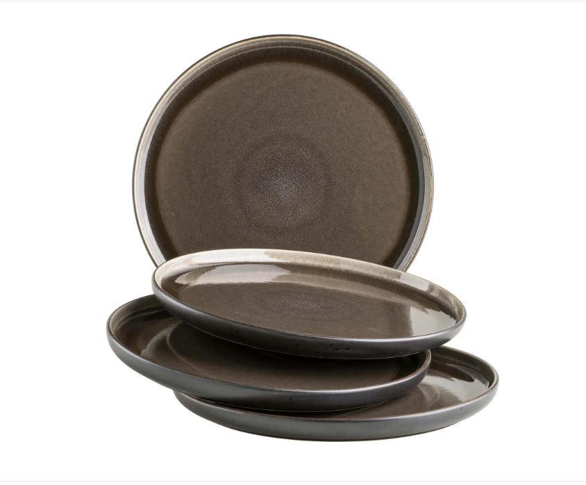 TELLERSET 4-teilig  - Schwarz/Braun, Basics, Keramik - Mäser
