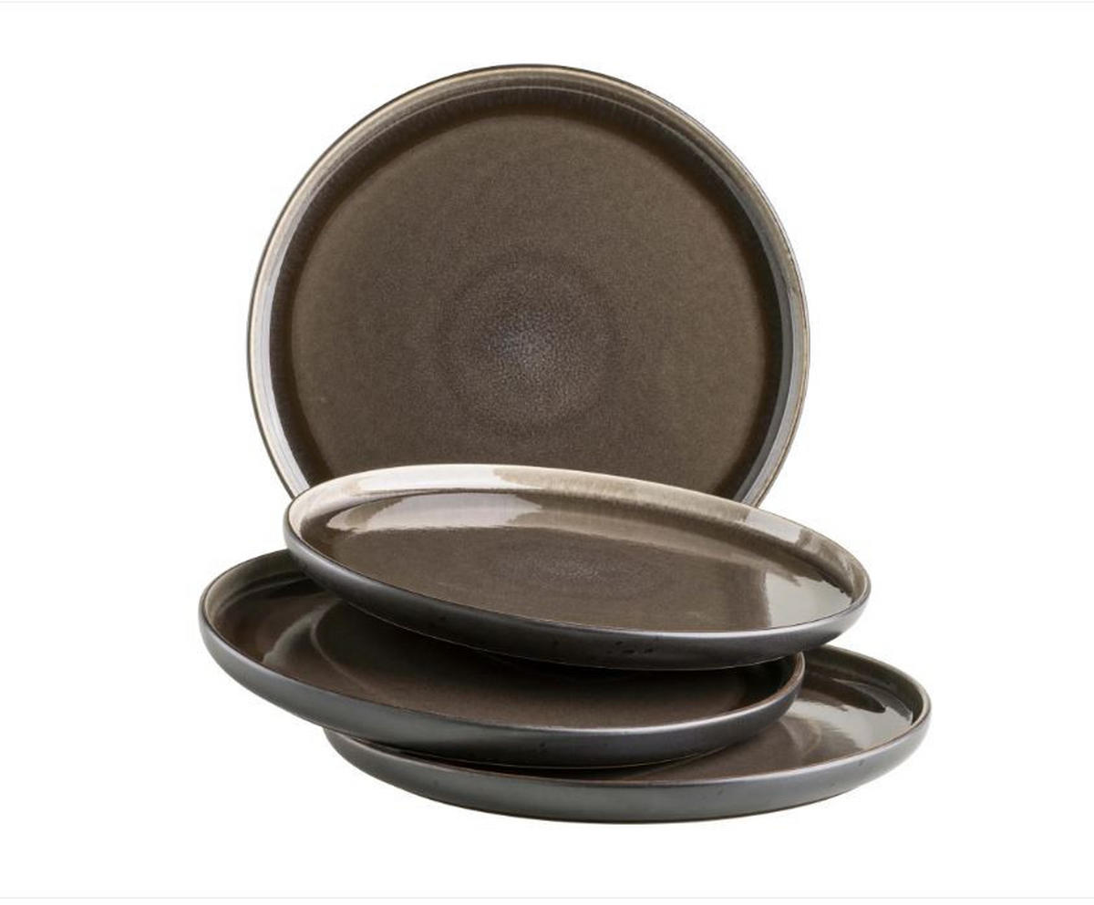 TELLERSET 4-teilig  - Schwarz/Braun, Basics, Keramik - Mäser