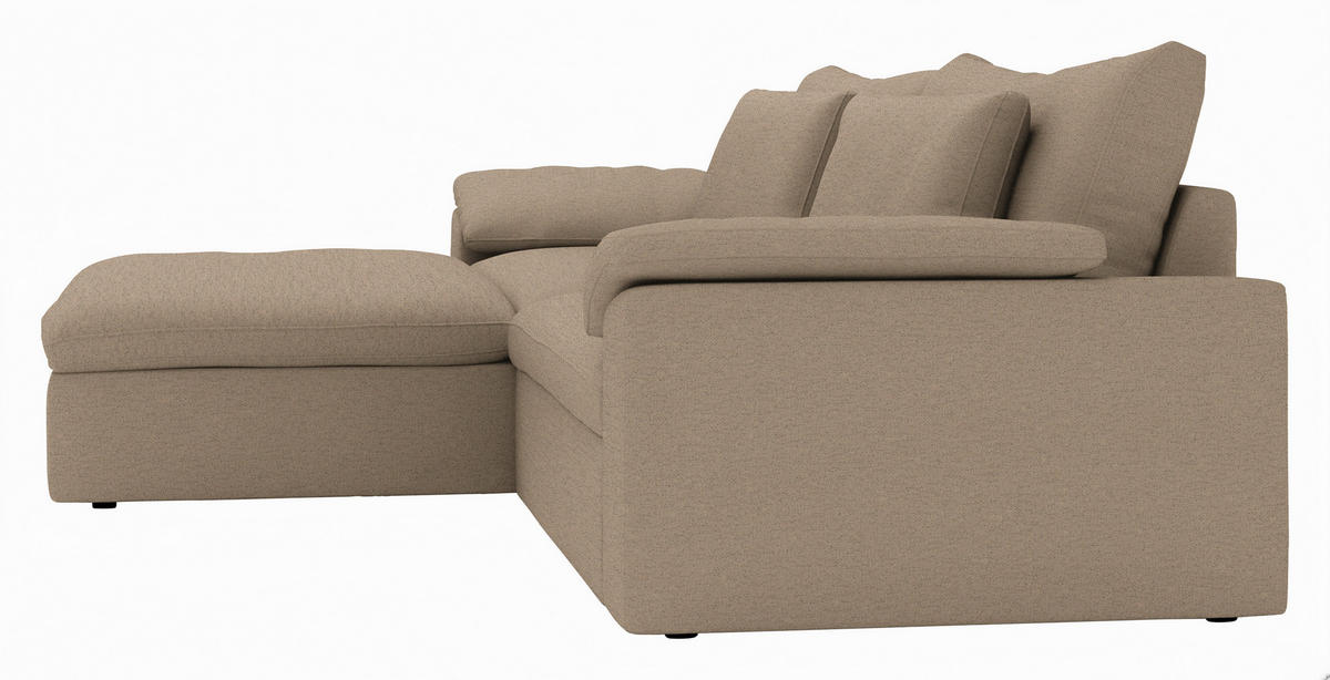 ECKSOFA Flachgewebe Beige  - Beige/Schwarz, Modern, Kunststoff/Textil (198/306cm) - Carryhome