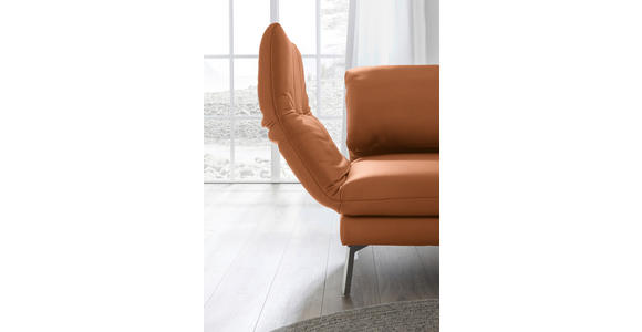RÉCAMIERE in Echtleder Cognac - Chromfarben/Cognac, Design, Leder/Metall (209/85-109/95-16cm) - Dieter Knoll