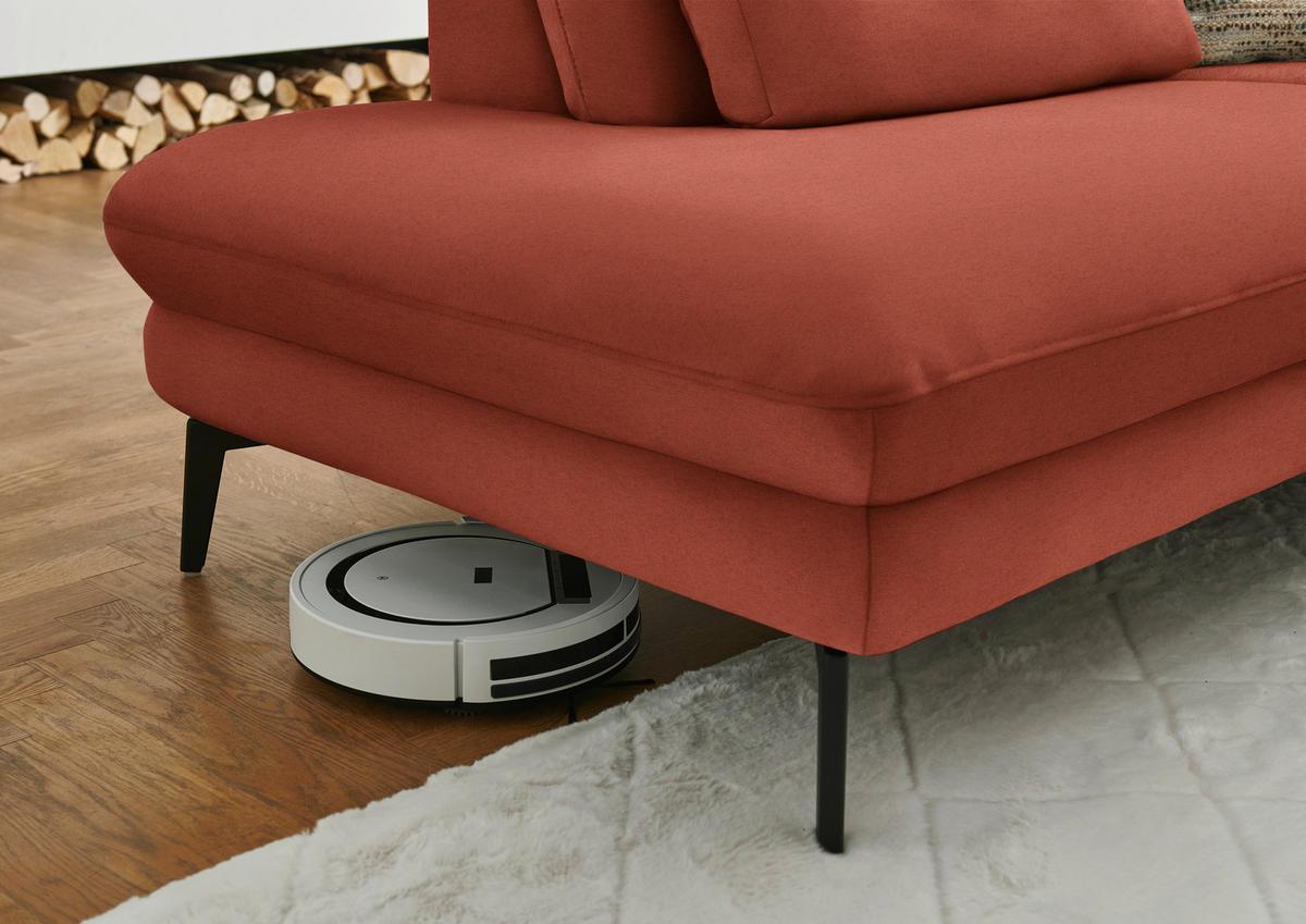 WOHNLANDSCHAFT  in Chenille, Flachgewebe Terracotta  - Terracotta/Schwarz, Design, Textil/Metall (208/344/180cm) - Dieter Knoll