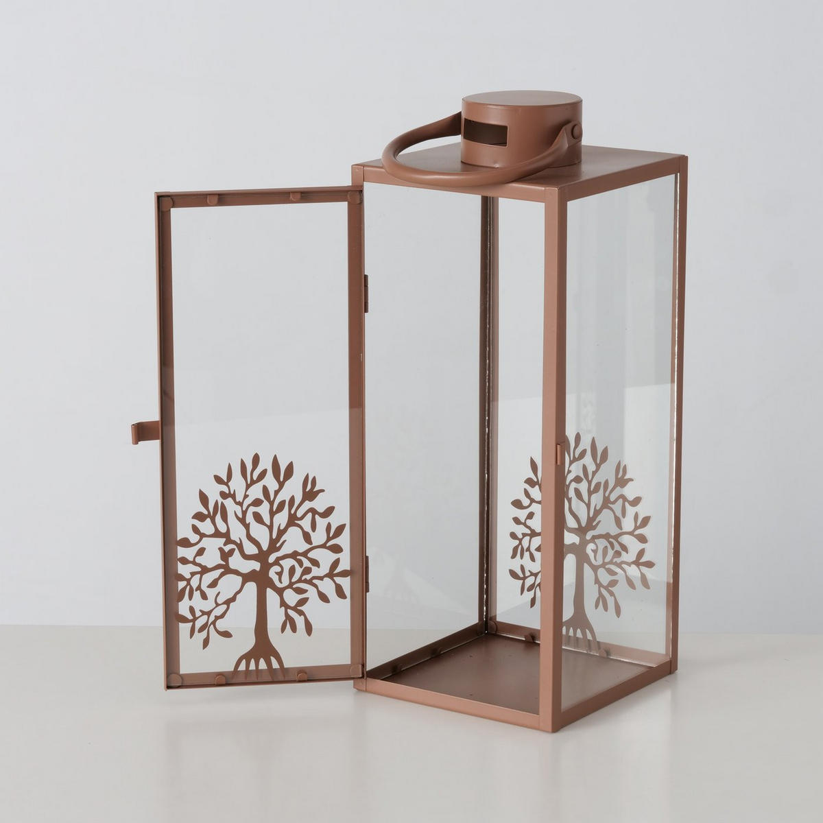 LATERNE - Braun, KONVENTIONELL, Glas/Metall (20,5/20,5/51cm)