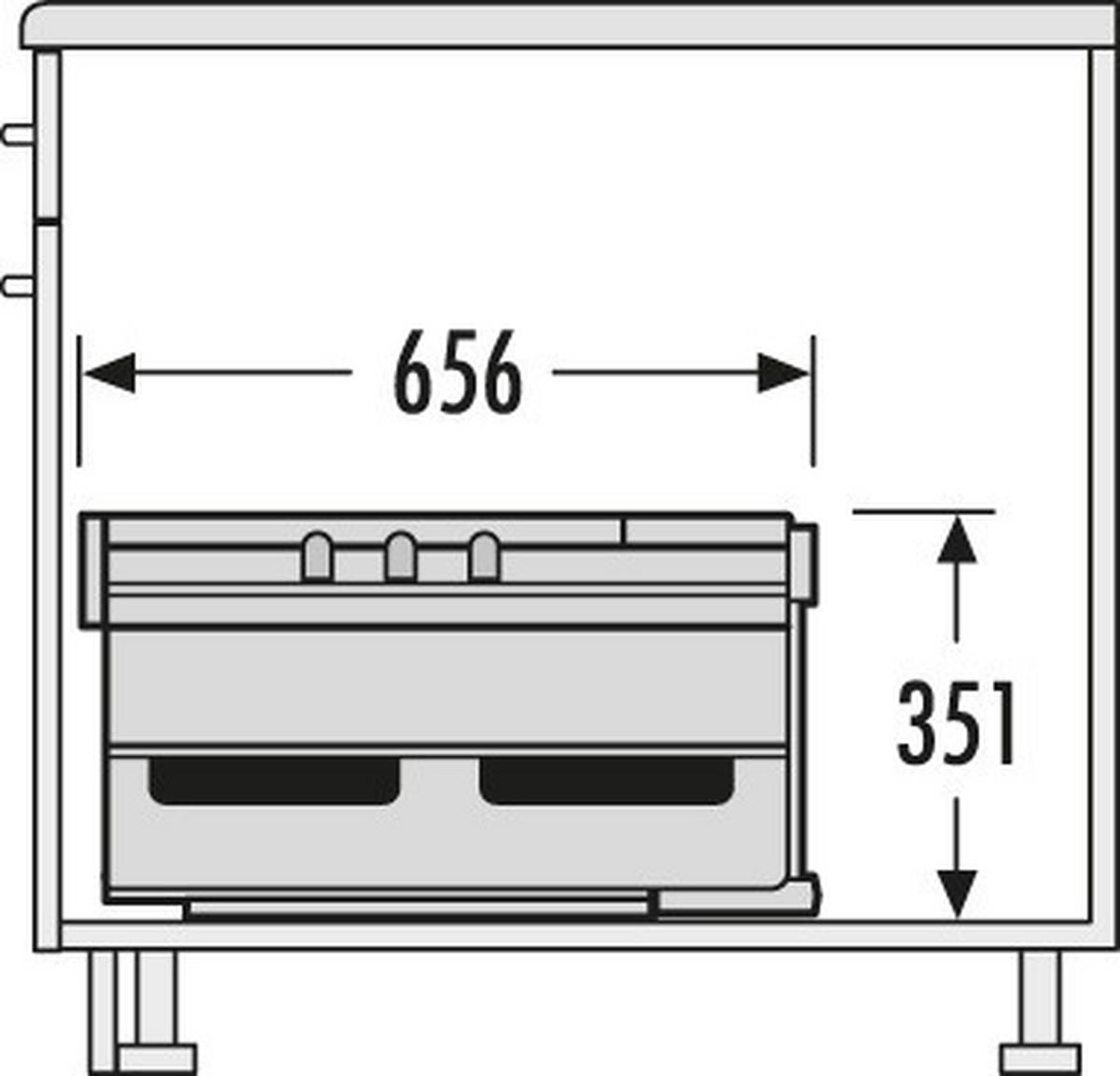 EINBAUABFALLSAMMLER 18 + 2 x 8 l  Kunststoff  - Hellgrau, Basics, Kunststoff (33,6/35,1/70cm) - HKT