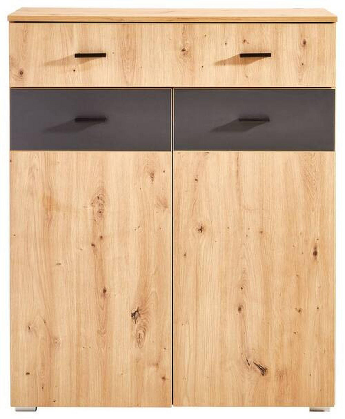 SCHUHSCHRANK Anthrazit, Eiche Artisan  - Anthrazit/Silberfarben, KONVENTIONELL, Holzwerkstoff/Kunststoff (90/109,9/38cm) - Carryhome