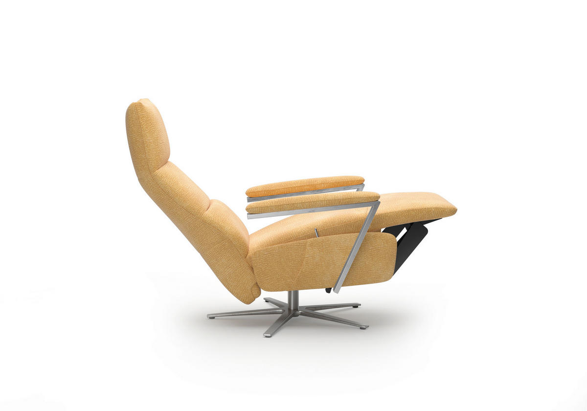 RELAXSESSEL TV VARIO COMFORT E L3 Chenille Kopfteilverstellung, Rücken echt    - Gelb/Silberfarben, Basics, Textil/Metall (70/128/85cm) - Sit & More